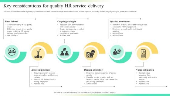 Streamlining Human Resources Service Delivery Key Considerations For Quality HR Service Delivery Formats PDF