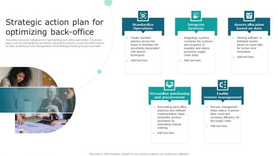 Streamlining Operations With Supply Chain Automation Strategic Action Plan For Optimizing Back Office Background PDF