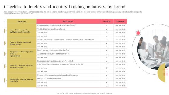 Strengthen Customer Relation Checklist To Track Visual Identity Building Initiatives Diagrams PDF