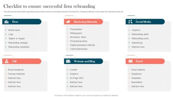 Strengthening Brand Checklist To Ensure Successful Firm Rebranding Inspiration PDF