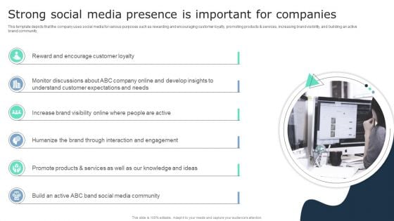 Strong Social Media Presence Is Important For Companies Business Social Strategy Guide Mockup PDF Strong Social Media Presence Is Important For Companies Business Social Strategy Guide Mockup PDF