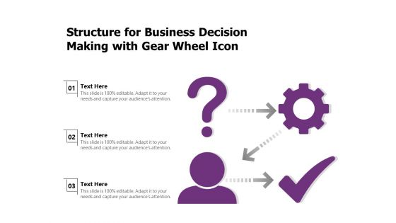 Structure For Business Decision Making With Gear Wheel Icon Ppt PowerPoint Presentation Pictures Icon PDF