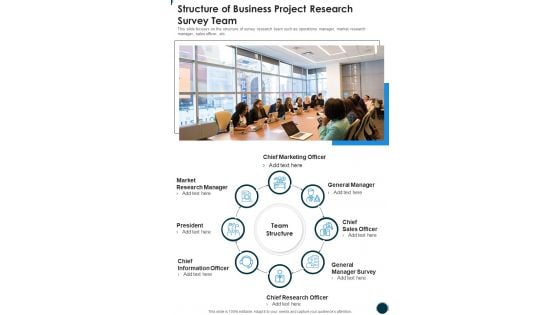 Structure Of Business Project Research Survey Team One Pager Sample Example Document Structure Of Business Project Research Survey Team One Pager Sample Example Document