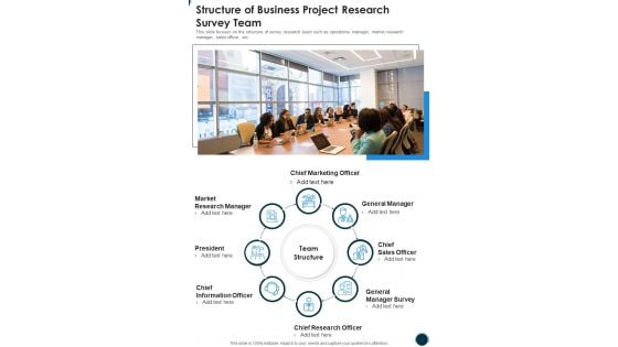 Structure Of Business Project Research Survey Team One Pager Sample Example Document