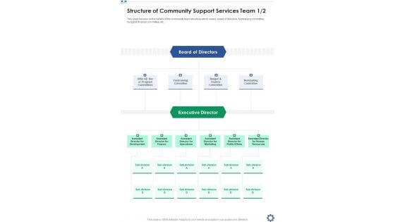 Structure Of Community Support Services Team One Pager Sample Example Document