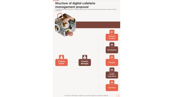 Structure Of Digital Cafeteria Management Proposal One Pager Sample Example Document