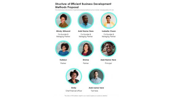 Structure Of Efficient Business Development Methods Proposal One Pager Sample Example Document Structure Of Efficient Business Development Methods Proposal One Pager Sample Example Document