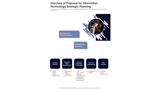 Structure Of Proposal For Information Technology Strategic Planning One Pager Sample Example Document