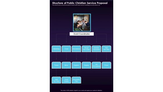 Structure Of Public Christian Service Proposal One Pager Sample Example Document