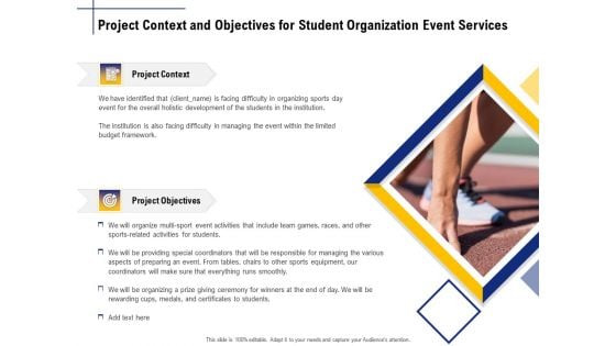 Student Club Event Planning Project Context And Objectives For Student Organization Event Services Topics PDF