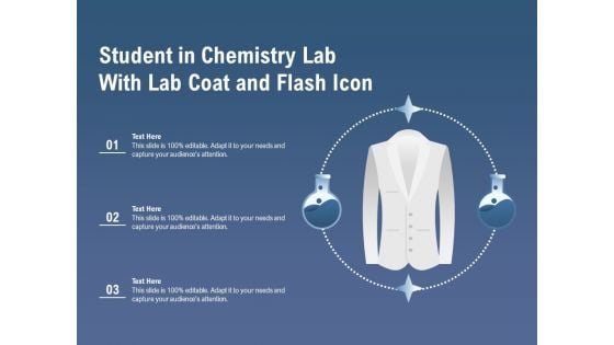 Student In Chemistry Lab With Lab Coat And Flash Icon Ppt PowerPoint Presentation Gallery File Formats PDF