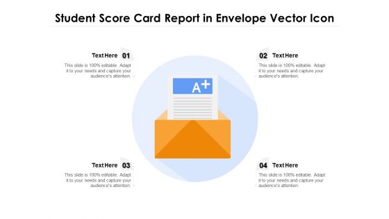 Student Score Card Report In Envelope Vector Icon Ppt PowerPoint Presentation Model Display PDF