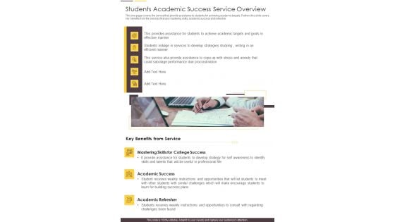 Students Academic Success Service Overview One Pager Documents