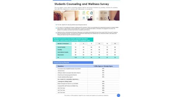 Students Counseling And Wellness Survey One Pager Documents Students Counseling And Wellness Survey One Pager Documents