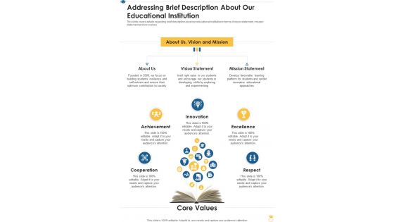 Study Scholarship Addressing Brief Description About Our Educational Institution One Pager Sample Example Document Study Scholarship Addressing Brief Description About Our Educational Institution One Pager Sample Example Document