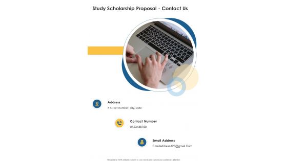 Study Scholarship Proposal Contact Us One Pager Sample Example Document
