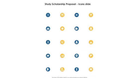 Study Scholarship Proposal Icons Slide One Pager Sample Example Document Study Scholarship Proposal Icons Slide One Pager Sample Example Document