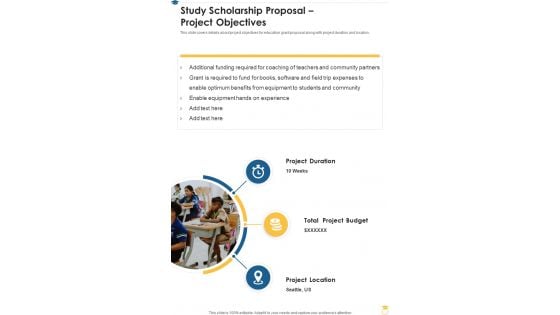 Study Scholarship Proposal Project Objectives One Pager Sample Example Document Study Scholarship Proposal Project Objectives One Pager Sample Example Document