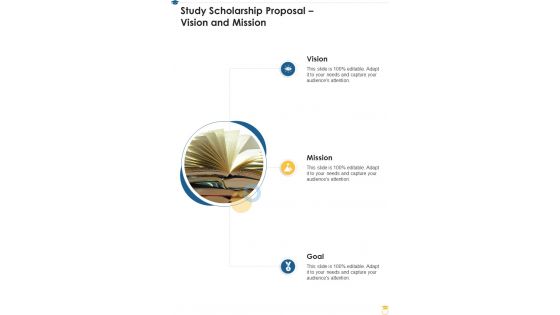 Study Scholarship Proposal Vision And Mission One Pager Sample Example Document