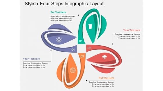 Stylish Four Steps Infographic Layout Powerpoint Template