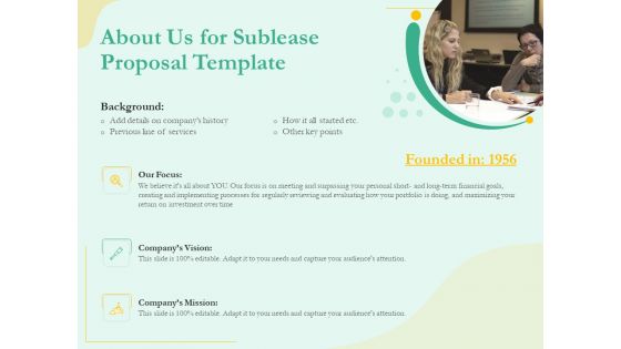 Sublease Agreement About Us For Sublease Proposal Template Ppt Outline Good PDF