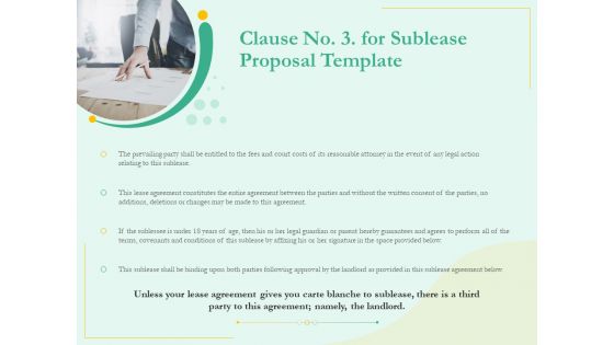 Sublease Agreement Clause No 3 For Sublease Proposal Template Ppt Slides Pictures PDF Sublease Agreement Clause No 3 For Sublease Proposal Template Ppt Slides Pictures PDF