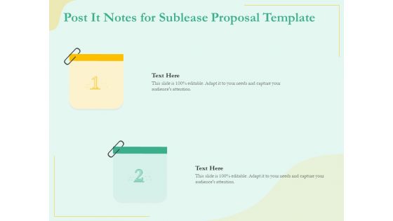 Sublease Agreement Post It Notes For Sublease Proposal Template Ppt Visual Aids Infographic Template PDF