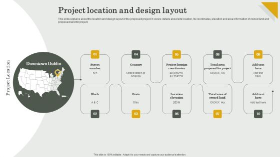 Submission Of Project Viability Report For Bank Loan Project Location And Design Layout Graphics PDF