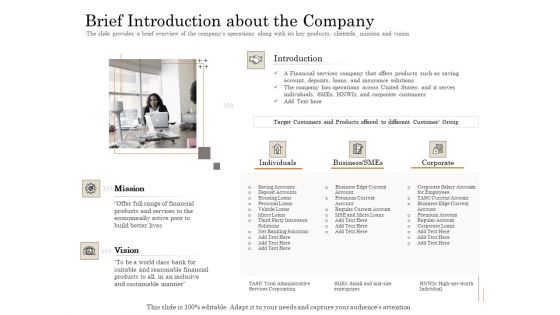 Subordinated Loan Funding Brief Introduction About The Company Ppt Outline Clipart PDF