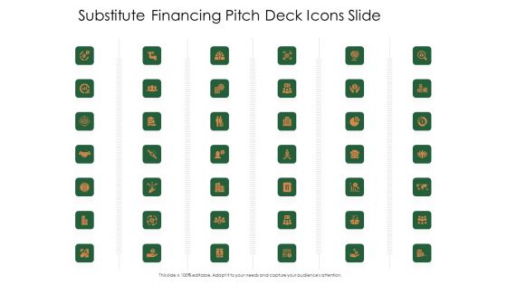 Substitute Financing Pitch Deck Icons Slide Topics PDF