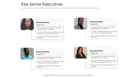 Substitute Financing Pitch Deck Key Senior Executives Introduction PDF