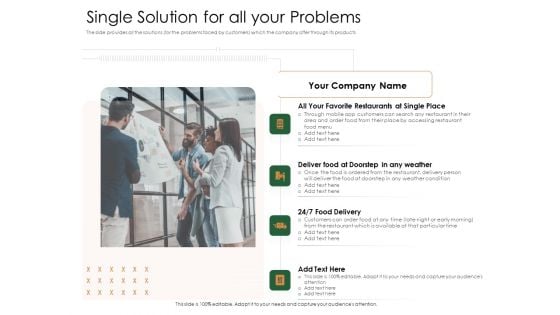 Substitute Financing Pitch Deck Single Solution For All Your Problems Demonstration PDF