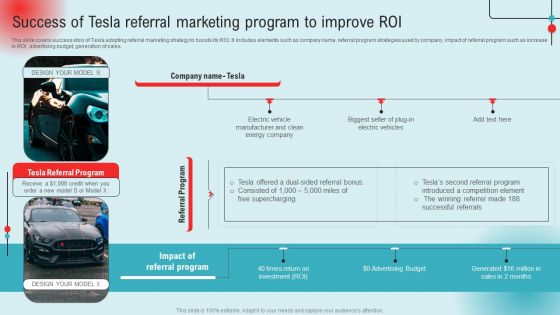 Success Of Tesla Referral Marketing Program To Improve ROI Ppt PowerPoint Presentation File Deck PDF Success Of Tesla Referral Marketing Program To Improve ROI Ppt PowerPoint Presentation File Deck PDF