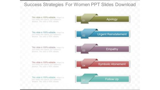 Success Strategies For Women Ppt Slides Download