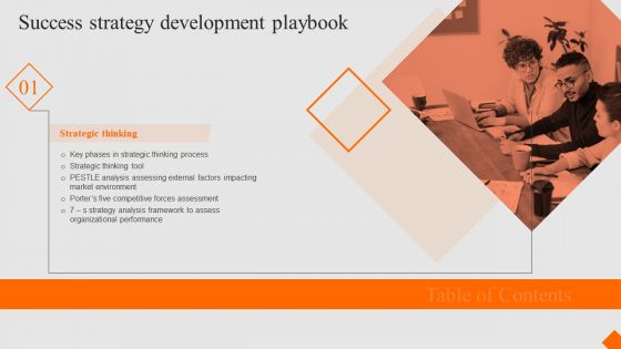 Success Strategy Development Playbook Table Of Contents Mockup PDF