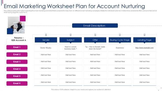 Successful Account Oriented Marketing Techniques Email Marketing Worksheet Elements PDF