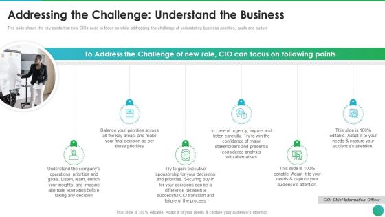 Successful CIO Transformation To Generate Company Value Addressing The Challenge Understand The Business Guidelines PDF