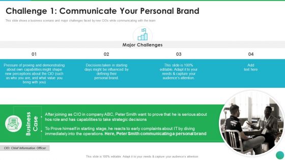 Successful CIO Transformation To Generate Company Value Challenge 1 Communicate Your Personal Brochure PDF Successful CIO Transformation To Generate Company Value Challenge 1 Communicate Your Personal Brochure PDF