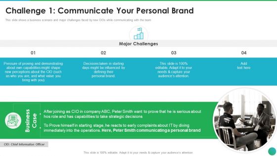 Successful CIO Transformation To Generate Company Value Challenge 1 Communicate Your Personal Brochure PDF