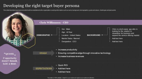 Successful Content Promotion Guide Developing The Right Target Buyer Persona Summary PDF