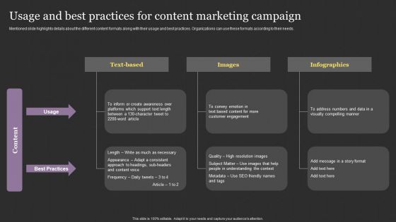 Successful Content Promotion Guide Usage And Best Practices For Content Marketing Campaign Structure PDF