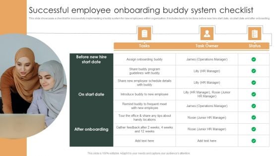 Successful Employee Onboarding Buddy System Checklist Ppt Gallery Clipart PDF