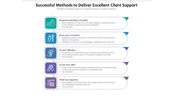 Successful Methods To Deliver Excellent Client Support Ppt PowerPoint Presentation Model Layouts PDF