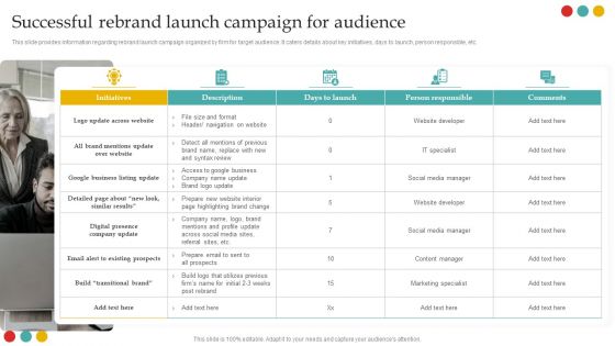 Successful Rebranding Guide Successful Rebrand Launch Campaign For Audience Elements PDF