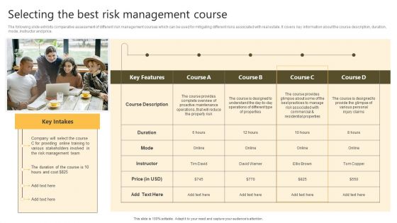 Successful Risk Administration Selecting The Best Risk Management Course Introduction PDF