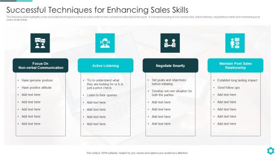 Successful Techniques For Enhancing Sales Skills Mockup PDF