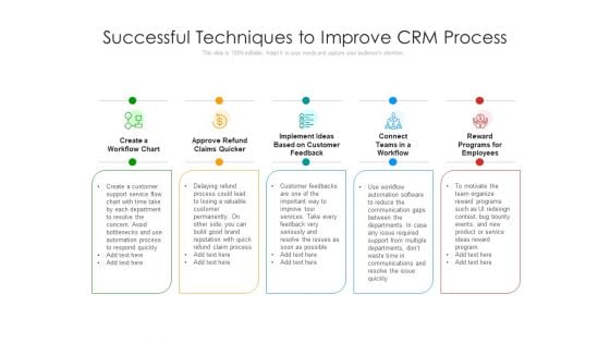 Successful Techniques To Improve CRM Process Ppt PowerPoint Presentation Layouts Examples PDF