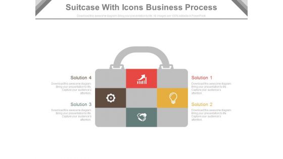 Suitcase Infographic With Business Strategy Icons Powerpoint Template