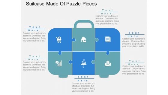Suitcase Made Of Puzzle Pieces Powerpoint Templates