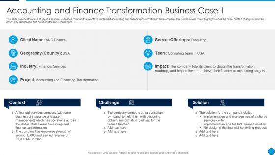 Summary Financial Accounting And Finance Transformation Business Case Brochure PDF